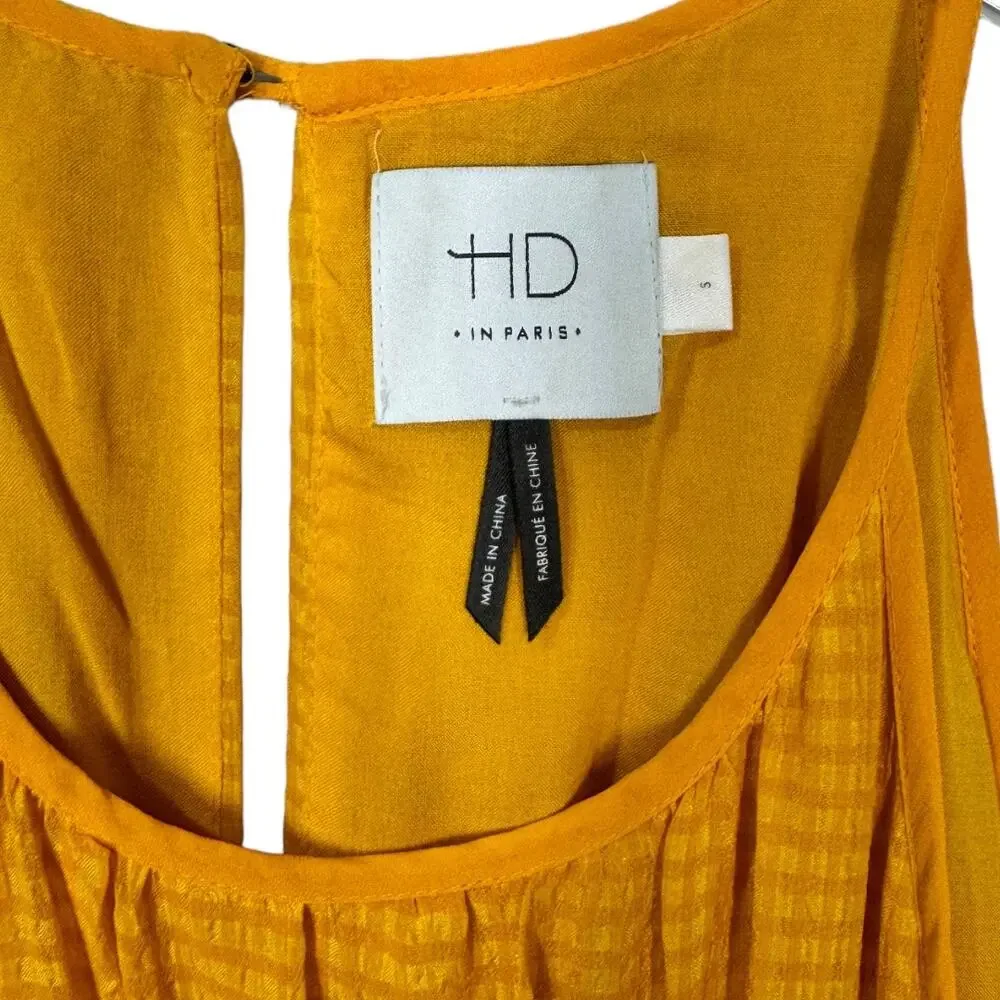 Anthropologie HD In Paris Villanelle Yellow Lace Midi Dress Small S Sleeveless - Picture 6 of 8